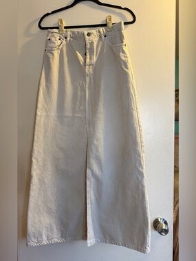 Topshop Cream denim maxi skirt